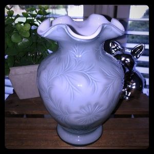 Fenton Daisy and Fern Overlay Glass Vase